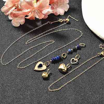 Подвеска в форме круглого сердца из натурального лазурита SJEW-Q002-06G-1