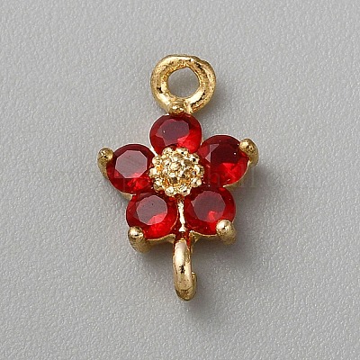 Подвески из светлой позолоченной латуни с паве и стеклянным разъемом KK-CJC0001-38KCG-02-1