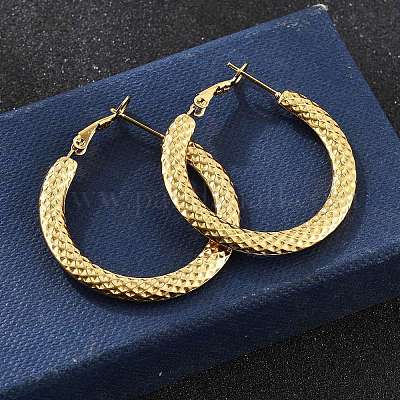 201 серьги-кольца из нержавеющей стали EJEW-P304-10G-1