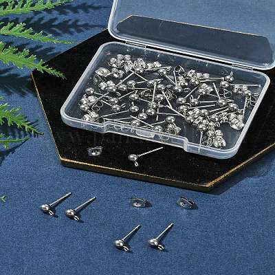 40 шт. фурнитура для сережек-гвоздиков из нержавеющей стали 304 STAS-FS0001-76P-1