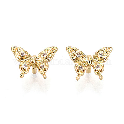 Латунные микро проложить кубического циркония бусы KK-N276-07G-1