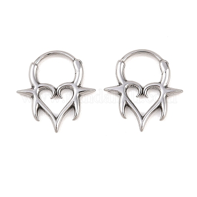 Серьги-хрящи в форме сердца с шипами из нержавеющей стали 316&nbsp;AJEW-C044-13AS-1