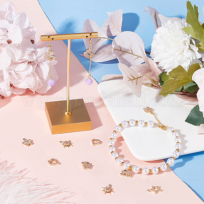 12 шт. 6 стильных подвески на стойке из латуни с микропаве из кубического циркония ZIRC-AR0001-17-1