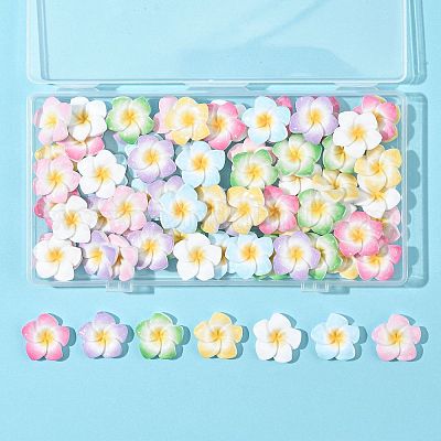 70 шт. двухцветные кабошоны из непрозрачной смолы в форме цветка плюмерии CRES-FS0001-32-1