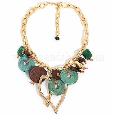 Женские ожерелья-нагрудники в стиле бохо с подвеской в виде диска из сплава смолы в форме сердца FS-WG7B6D9-01-1