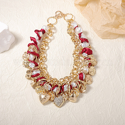 Женские ожерелья с подвеской в виде сердца из искусственного жемчуга FS-WGED0B9-01-1