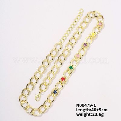 Ожерелье-цепочка из латуни с красочной звездой UM5696-1