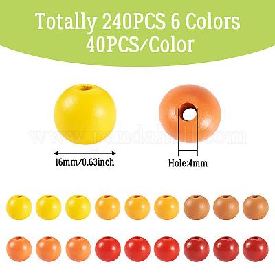 240шт 6 цвета натуральные деревянные бусины WOOD-TA0002-74D-1