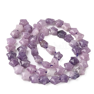 Нити бусин в форме звезд из натурального лепидолита/фиолетовой слюды G-Z080-A02-1