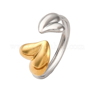 Двухцветные манжетные кольца из нержавеющей стали 304 RJEW-S635-01GP-R-1