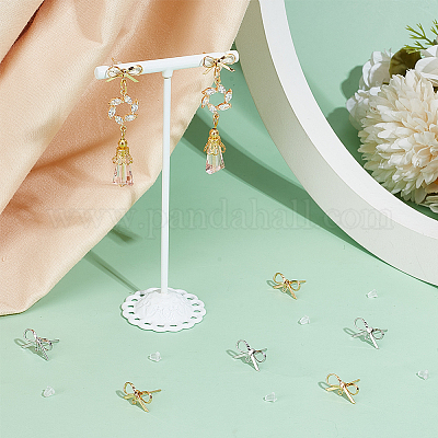 24 шт. 2-х цветная фурнитура для сережек-гвоздиков в виде банта из латуни KK-BC0013-68-1