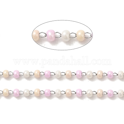 Цепочки из бисера с имитацией жемчуга и стеклянных семян CHS-B004-06P-1