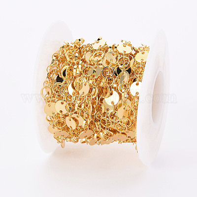 Латунные плоские цепочки с пайетками ручной работы CHC-S012-103-1