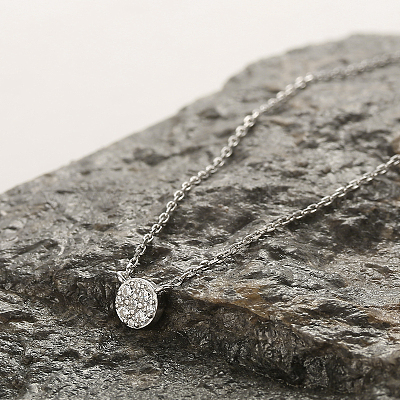 S925 стерлингового серебра микропаве прозрачные кубические цирконии круглые подвески ожерелья для женщин SA9536-3-1