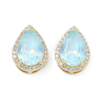 Бусина из кубического циркония в форме капли из латуни с микропаве&nbsp;KK-C251-24G-1