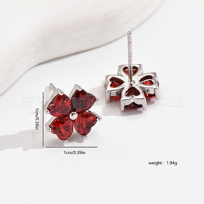 Изысканные серьги-гвоздики в форме сердца из серебра s925 с красным цирконием для девочек. XS8392-1