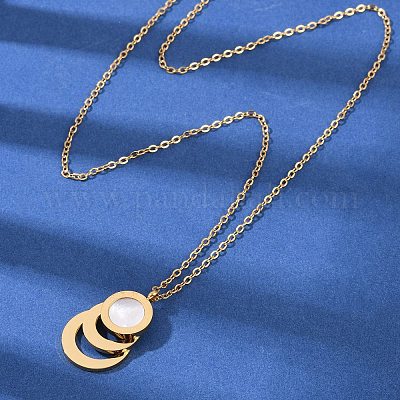 Ожерелья с подвеской в виде кольца из нержавеющей стали 304 с римской цифрой 3 NJEW-V001-06G-02-1