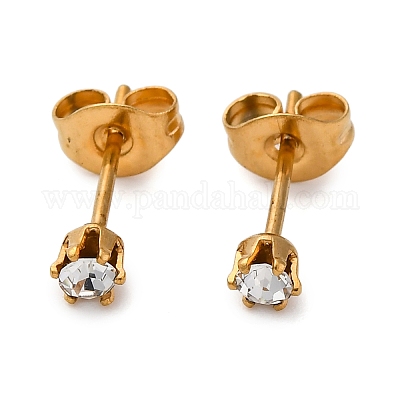 Серьги-гвоздики из нержавеющей стали 304 с микропаве из кубического циркония EJEW-P299-01A-G-1