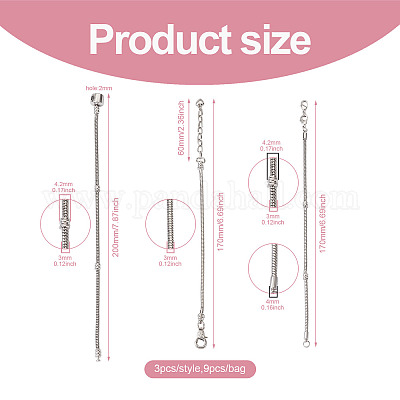 9шт 3 стиля латунные браслеты в европейском стиле изготовление AJEW-YS0001-01-1