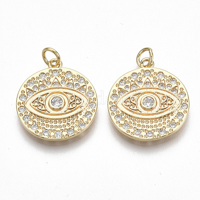 Латунные микропаве прозрачные подвески с фианитом KK-S356-010G-NF-1