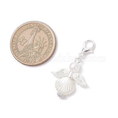 Подвески из искусственного жемчуга и сплава ангелов HJEW-JM04079-03-1