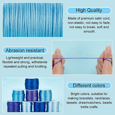 8 рулон нейлонового атласного шнура с плетением «ратейл» 8 стилей&nbsp;NWIR-BC0002-06B-1