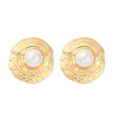 Серьги-гвоздики из нержавеющей стали 304 из АБС-пластика с жемчугом для женщин EJEW-U046-11G-1