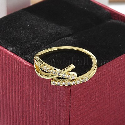 Кольца-манжеты в форме буквы Х из прозрачного кубического циркония RJEW-G337-09G-1