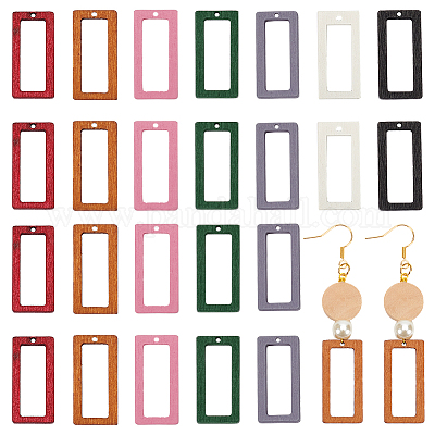 140шт 7 цвета деревянные подвески WOOD-NB0002-29-1