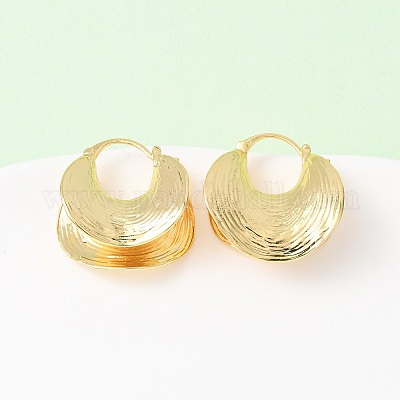 Серьги-кольца из текстурированной луны и латуни EJEW-D346-10G-1