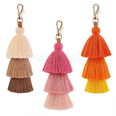 3Pcs Colorful Tassel Keychain Handmade Boho Keychain Personalized Bag Charm  Tassel Keychain for Women, Colorful, 16.5x4cm