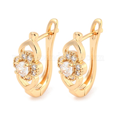 Латунные серьги-кольца из прозрачного кубического циркония EJEW-A107-09D-KCG-1