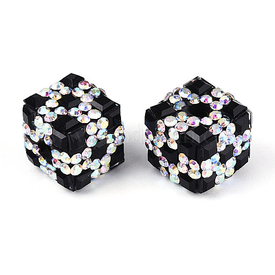 Бусины из полимерной глины со стразами и квадратным акрилом CLAY-T022-03B-1