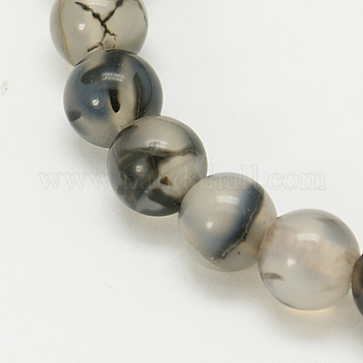 Chapelets de perles en agate grise naturelle&nbsp;G-G390-12mm-07-1