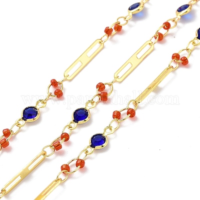 Настоящие овальные и плоские круглозвенные цепи из латуни с покрытием из 18-каратного золота CHC-F844-10A-1