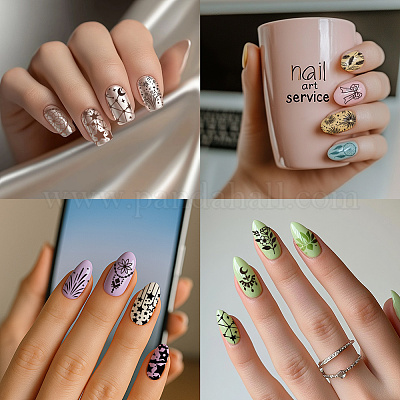 5 шт. шаблоны для дизайна ногтей из нержавеющей стали своими руками AJEW-PH0006-51-1