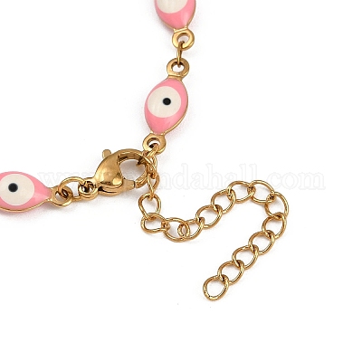 Браслет-цепочка с эмалированными звеньями из нержавеющей стали 201 от сглаза RG3833-3-1