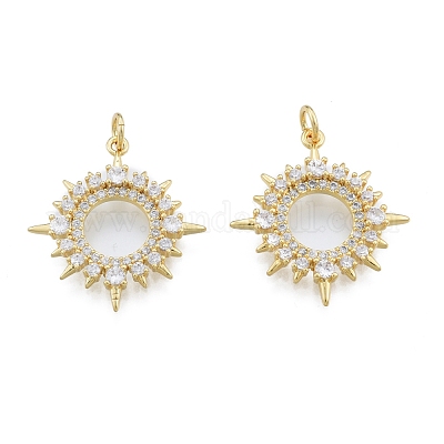 Латунные микропаве прозрачные подвески с фианитом KK-G431-11G-1