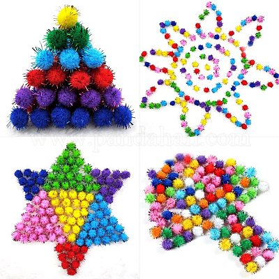 SamuRita Assorted Sparkle Glitter Pom Poms Balls for Arts Craft Kids DIY  Accessories(1.18 Inch,30mm- 100 Pack)