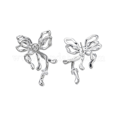 Фурнитура для серег-гвоздиков из латуни с паве из прозрачного кубического циркония KK-N232-438P-B-1