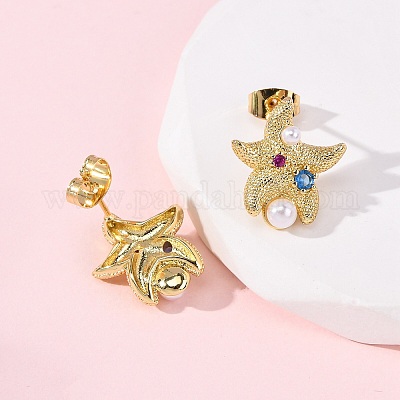 Латунные микро проложить серьги стержня кубического циркония EJEW-K267-28G-1