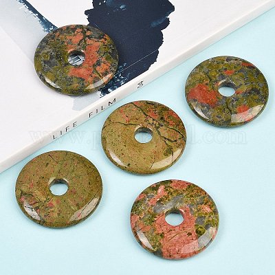 Природные подвески Unakite G-C220-F01-40mm-1