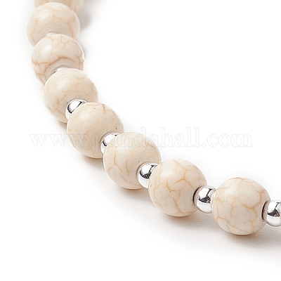 Ожерелье из четок из натуральной лавы и синтетической бирюзы NJEW-JN04237-02-1