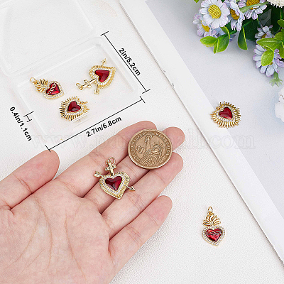 6 шт. 3 стиля латунных подвесок с микропаве из прозрачного кубического циркония класса ААА KK-BBC0015-33A-1