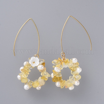 Серьги с подвесками из натуральных и синтетических драгоценных камней EJEW-JE03977-1