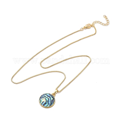 Ожерелье с подвесками из натуральной ракушки пауа NJEW-B104-01G-01G-1