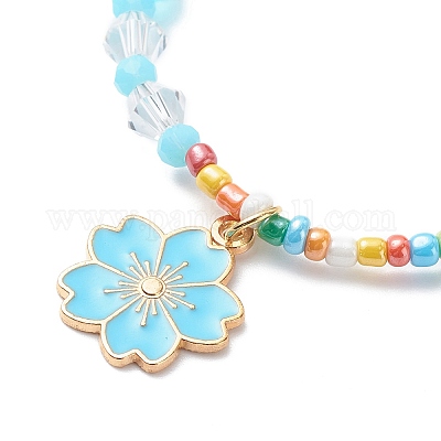 Браслет из сплава эмали сакуры BJEW-JB08850-1