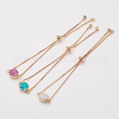 Браслеты-ползунки из натурального и окрашенного агата BJEW-JB02764-1