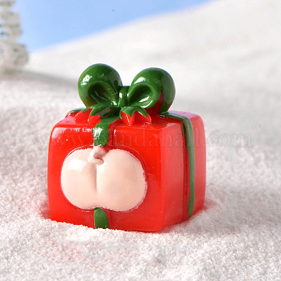 Фигурка подарочной коробки из смолы на рождественскую тематику XMAS-PW0001-091J-1