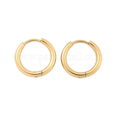 Серьги-кольца Huggie Hoop из нержавеющей стали 304 с ионным покрытием (IP) EJEW-F111A-14mm-G-1